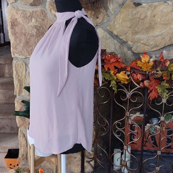 Veronica‎ M. Los Angeles Blush Side Tie Halter Blouse Sz XS - Picture 2 of 10